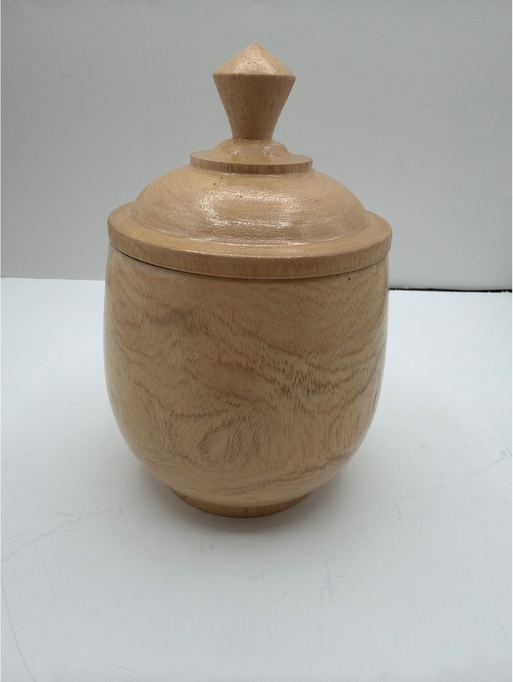Hand turned Wooden Jar with Lid - Natural Light Wood Storage Container